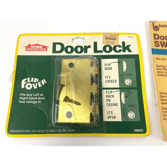 VTG Lot Of 3 Home Protection Flip Over Door Lock Double Lock Swing Lock 1980s - Picture 2 of 7
